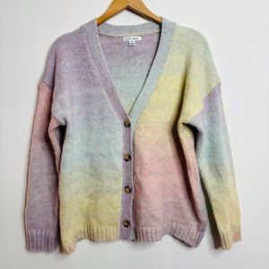 John Paul Richard Wool Blend Ombre Cardigan Sweater XL Lavender Lemonade